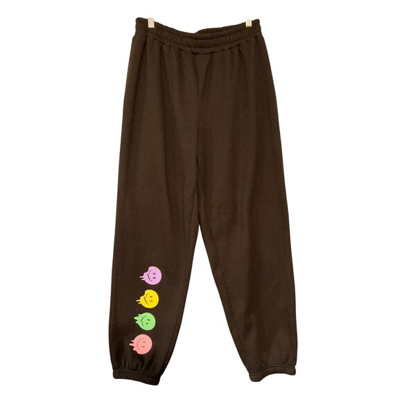 Shein Womens Black Jogger Pants With Cute Colorful Smiley Graphics Elastic Waist - Picture 5 of 5